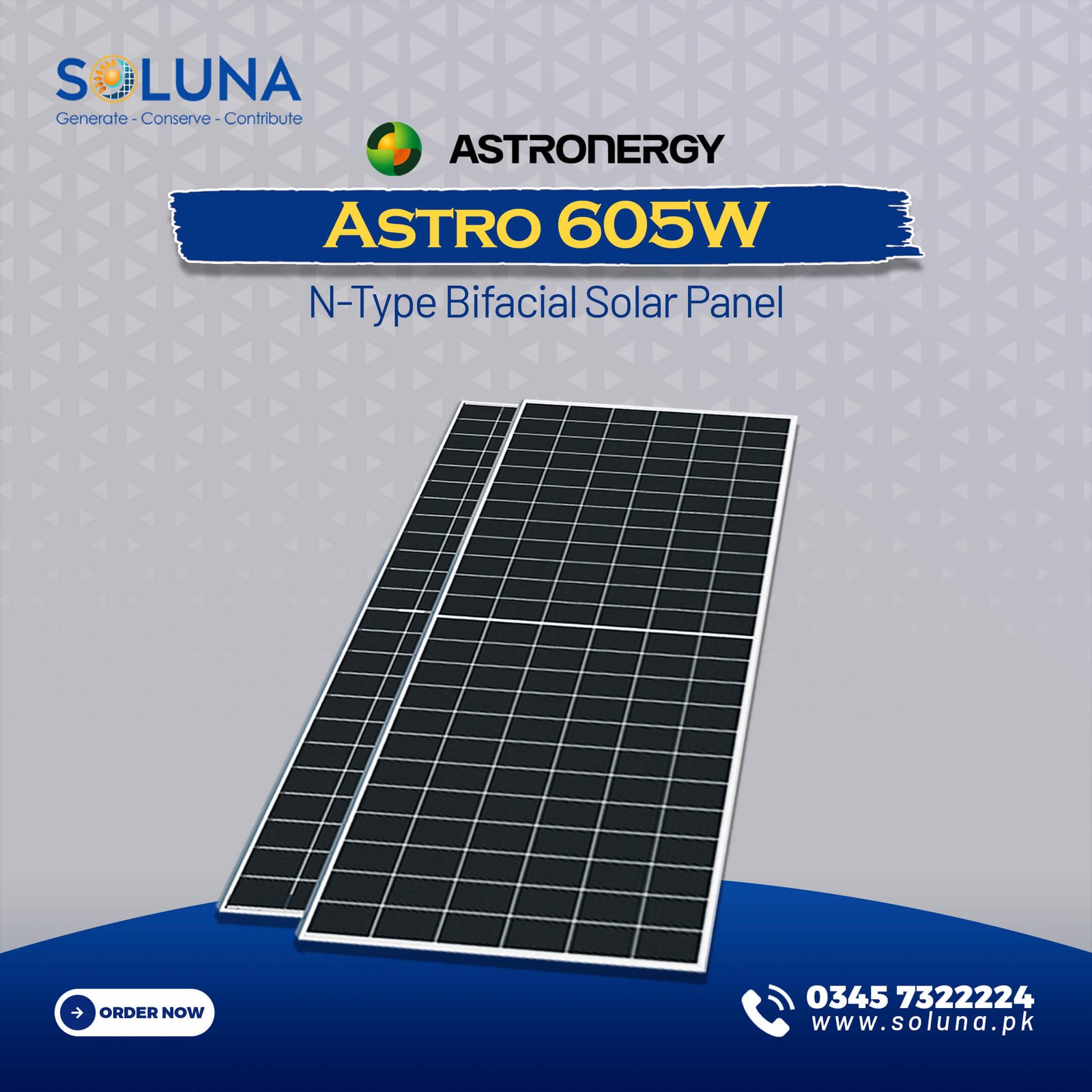 Astro 605W N-Type Bifacial Solar Panel