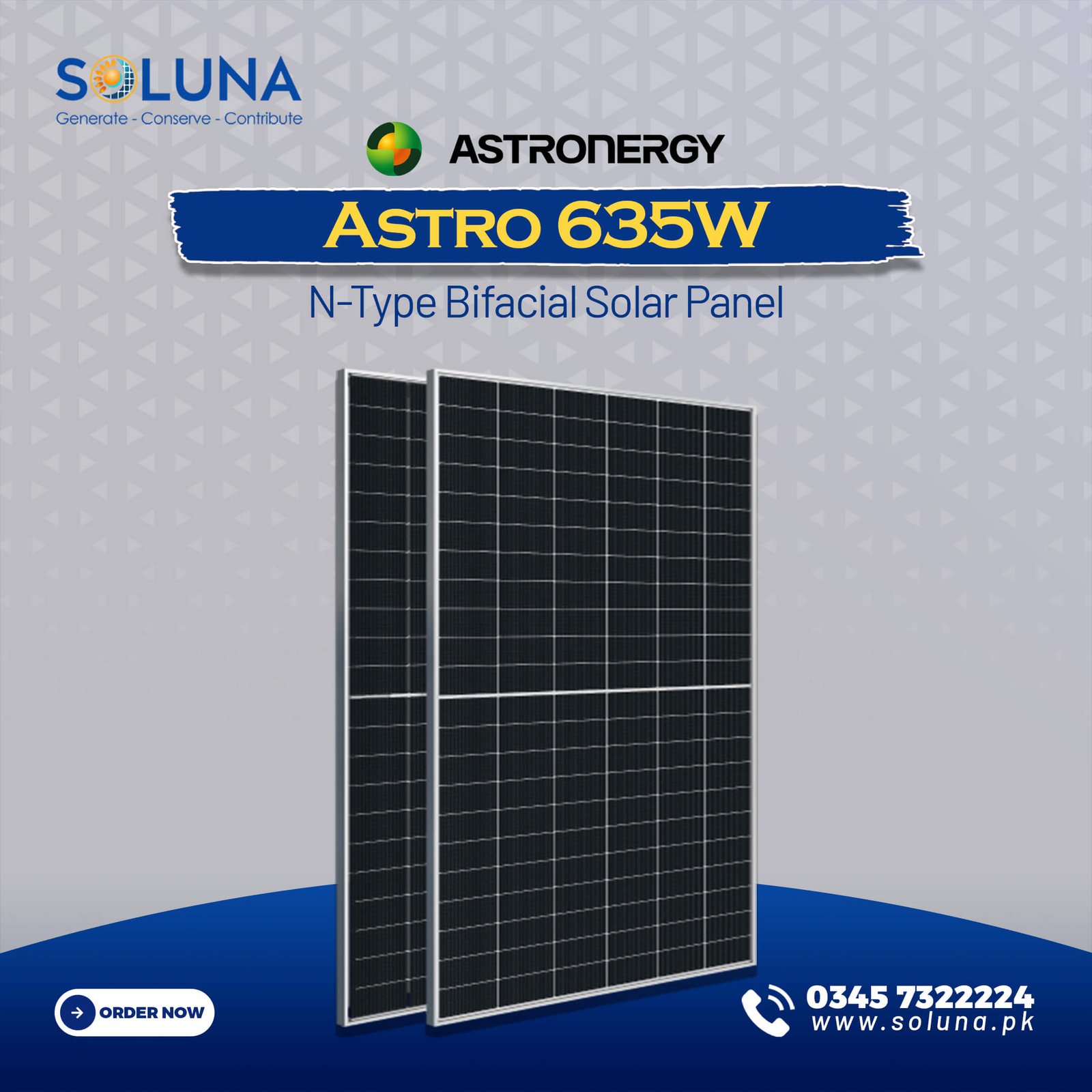 Astro 635W N-Type Bifacial Solar Panel