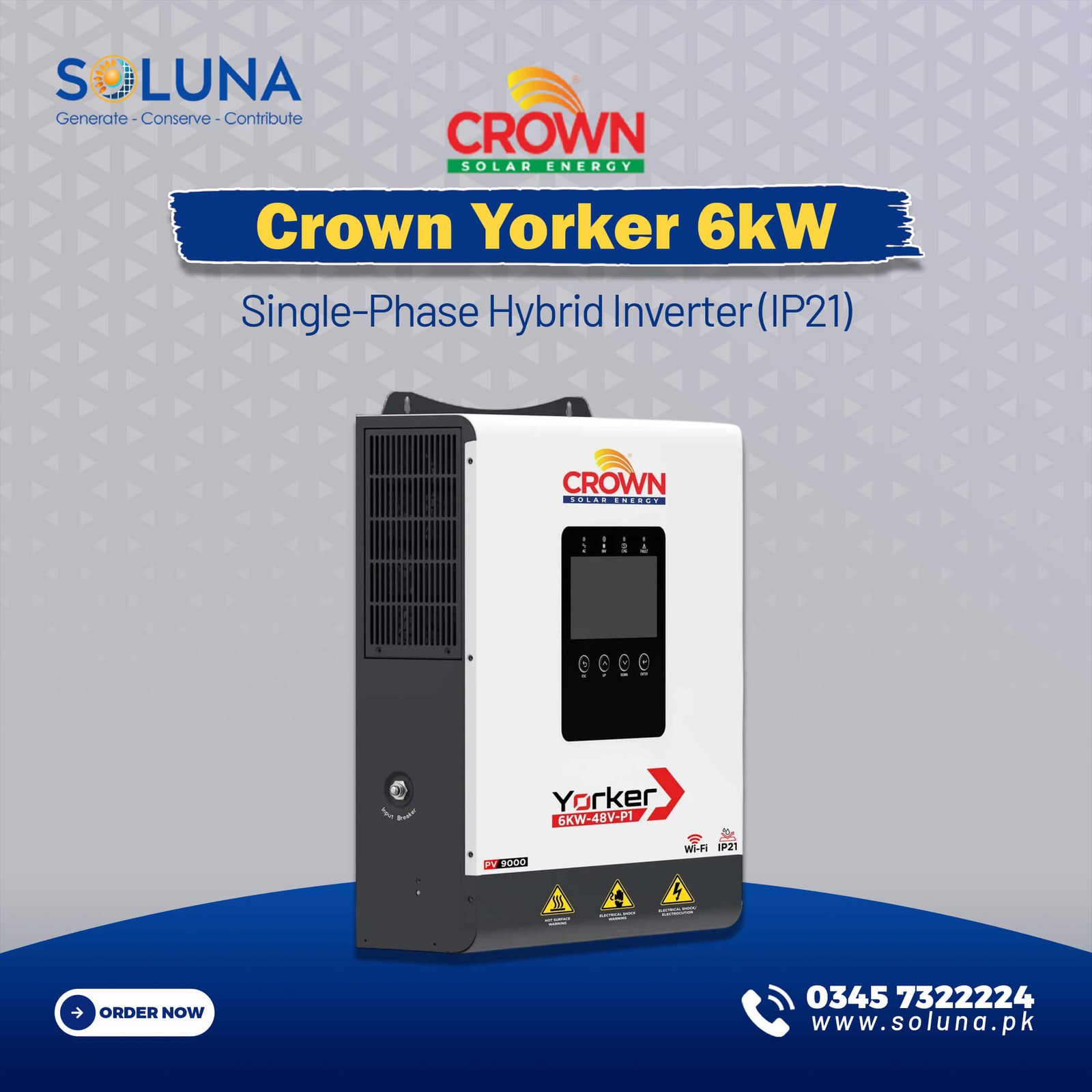 Crown Yorker 6kW Single-Phase Hybrid Inverter